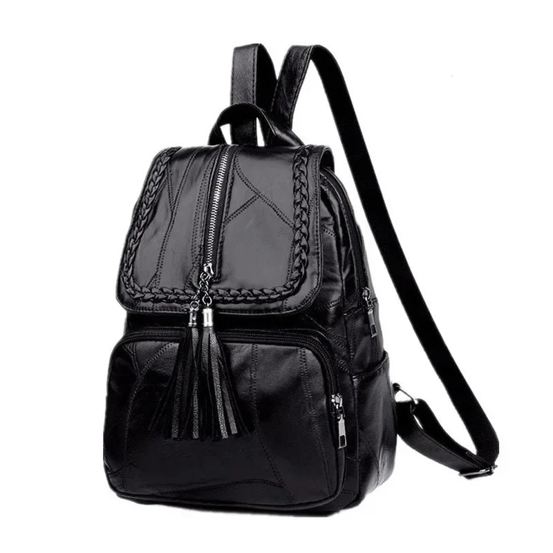 Leather Designer Backpack – Large Capacity Women’s Bag for Travel and School
