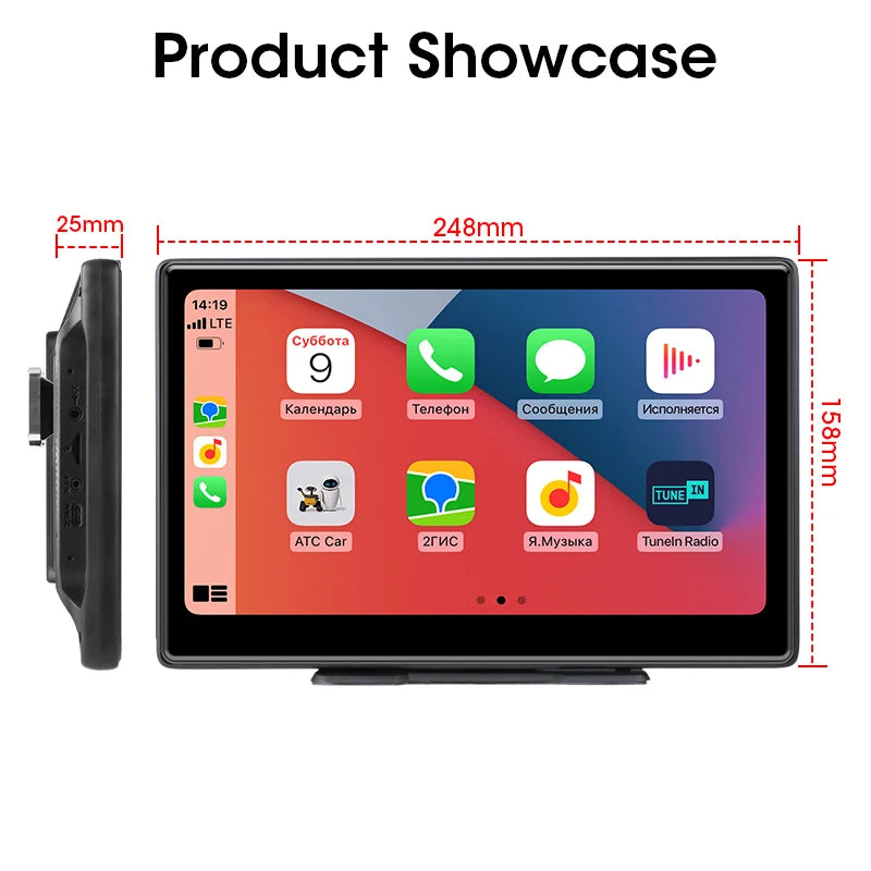 10 Inch 4K Dash Cam – Wireless Carplay GPS Navigator for Vehicle Dashboard