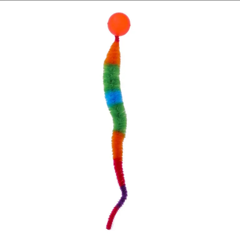 Interactive Cat Worm Toy – Colorful Elastic Teaser for Indoor Pet Play