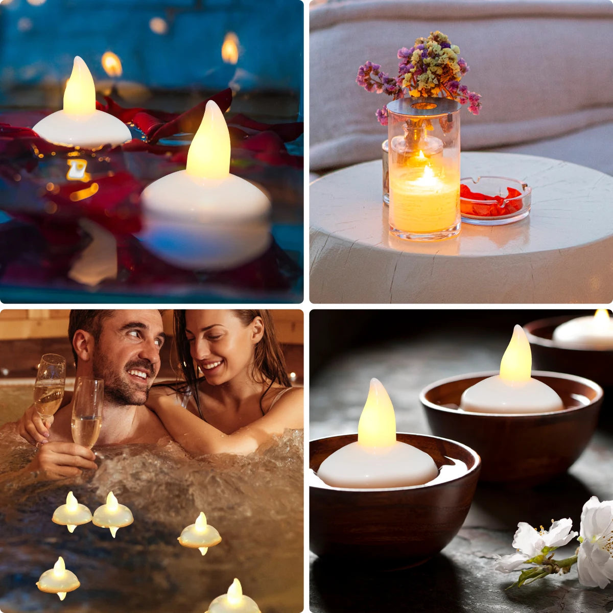 Floating LED Tea Lights – Waterproof Flameless Candles for Pool Party Decor