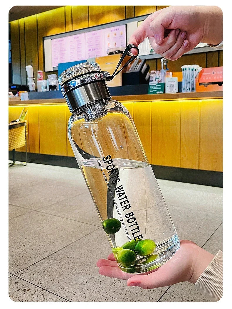 Large Capacity Glass Water Bottle – Transparent Milk Juice Cup for Outdoor Sports