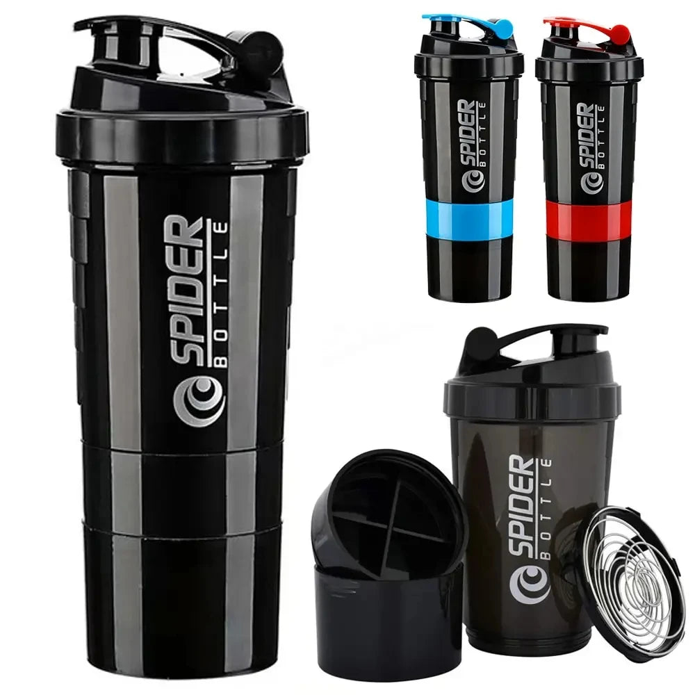 3-Layer Protein Shaker Bottle – Large Capacity Mixer Cup for Gym Fitness