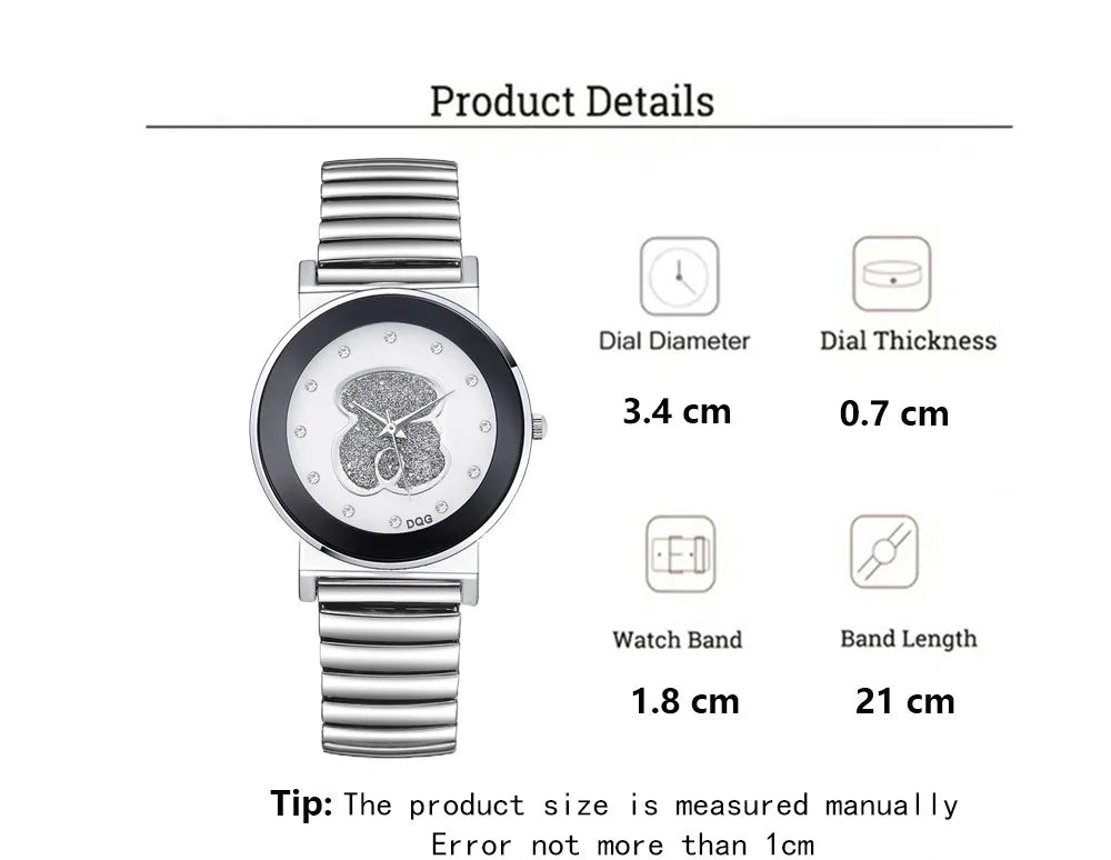 Bear Diamond Quartz Watch – Elegant Minimalist Wristwear for Women