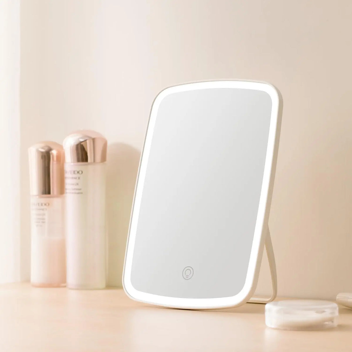 LED Makeup Mirror – Adjustable Touch Screen for Portable Cosmetic Travel