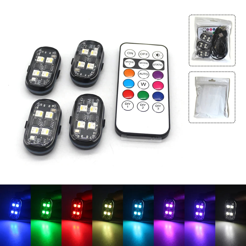 Wireless LED Strobe Lights – Multicolor Anti-Collision Warning for Car Decor