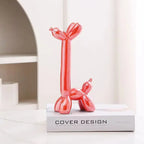 Abstract Ceramic Balloon Dog Sculpture – Modern Statue for Home Office Decor