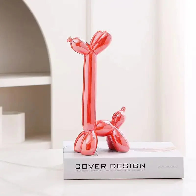 Abstract Ceramic Balloon Dog Sculpture – Modern Statue for Home Office Decor