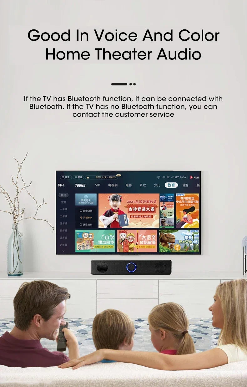 Wired Wireless PC Soundbar – Bluetooth Speaker for TV Gaming Home Theater