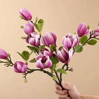 Silk Magnolia Flower Bouquet – Artificial Floral Decor for Wedding Party
