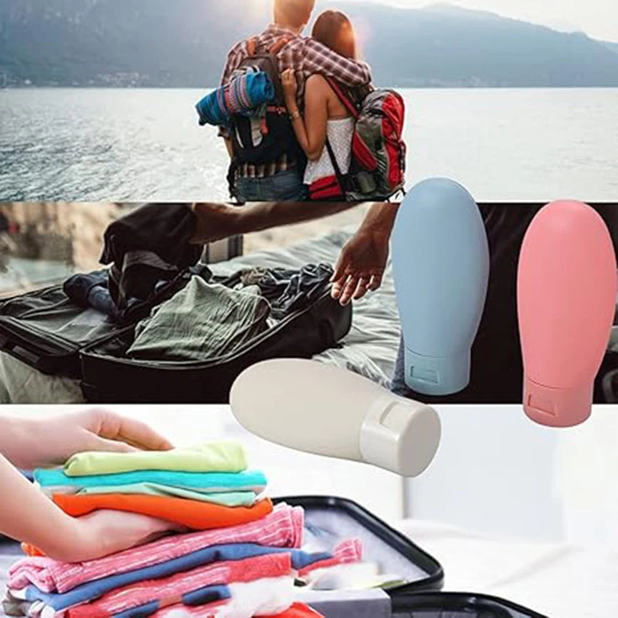 Refillable 60ml Squeeze Tubes – Soft Silicone Containers for Travel Toiletries