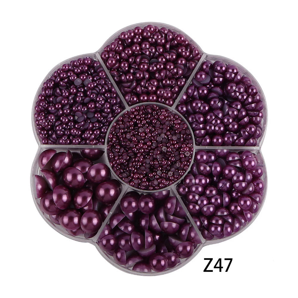 Half Round Flatback Pearl Beads – Assorted Sizes for DIY Jewelry and Nail Art