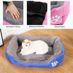 Soft Square Dog Bed – Warm Washable Cushion for Medium to Large Dogs