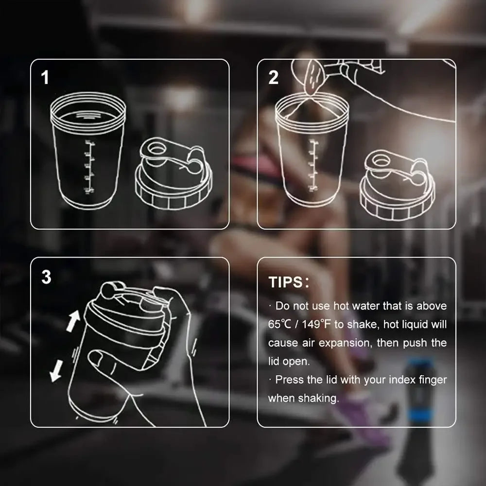 Portable Protein Shaker Bottle – 500ml Mixer Cup with Storage for Gym Fitness