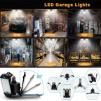 LED Garage Light – 11 Adjustable Panels for Workshop Industrial Lighting