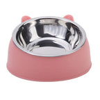 Stainless Steel Inclined Cat Bowl – Ergonomic Pet Food Feeder for Cats and Dogs