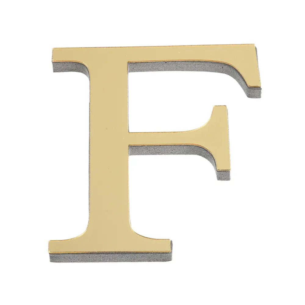 3D Gold Acrylic Letter Wall Stickers – Self-Adhesive Alphabet Home Decor