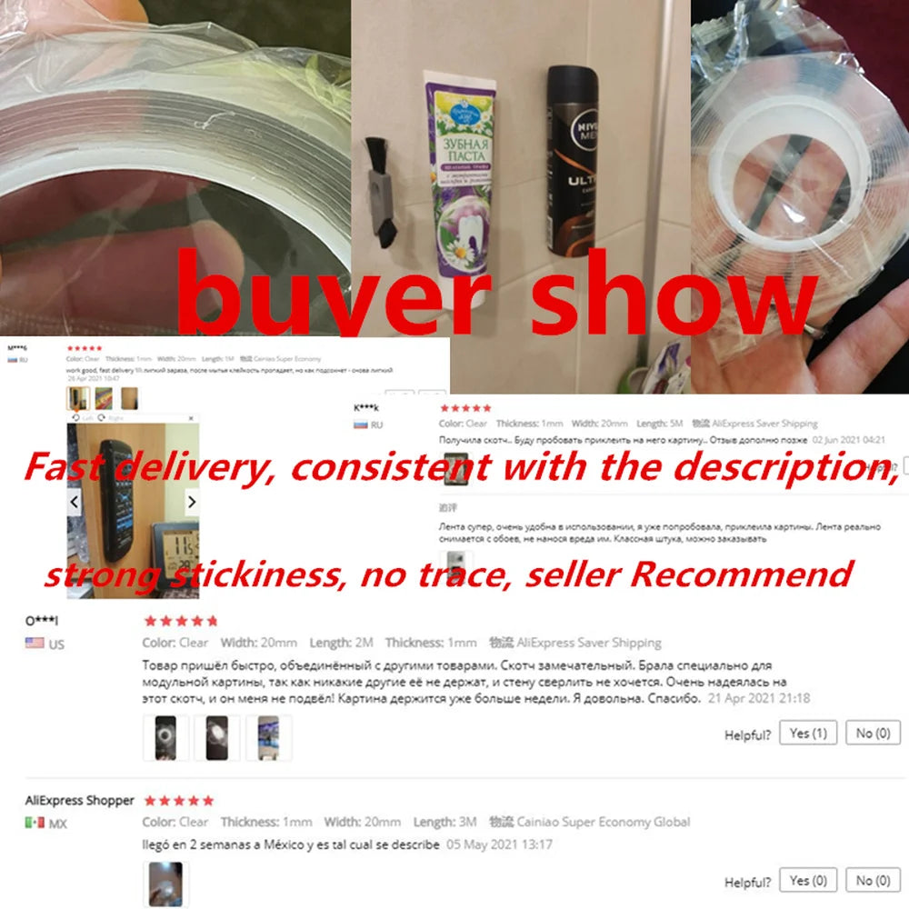Transparent Nano Tape – Waterproof Reusable Adhesive for Home Improvements