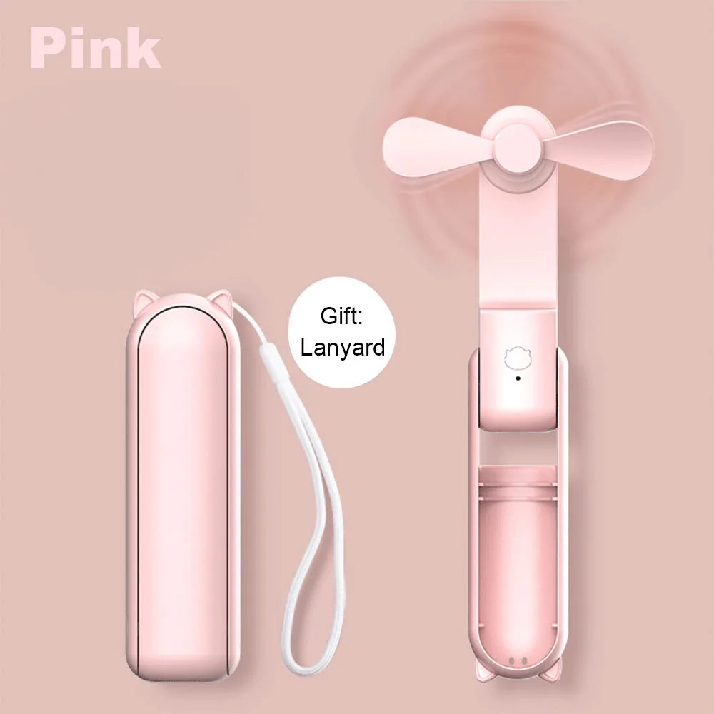 Portable Handheld Cooling Fan – USB Rechargeable Power Bank for Travel