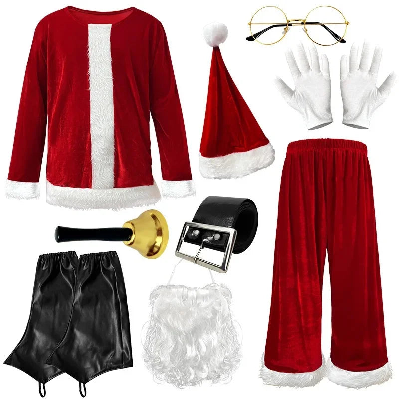 Santa Claus Costume Set – Plush Festival Outfit for Christmas Parties M-4XL