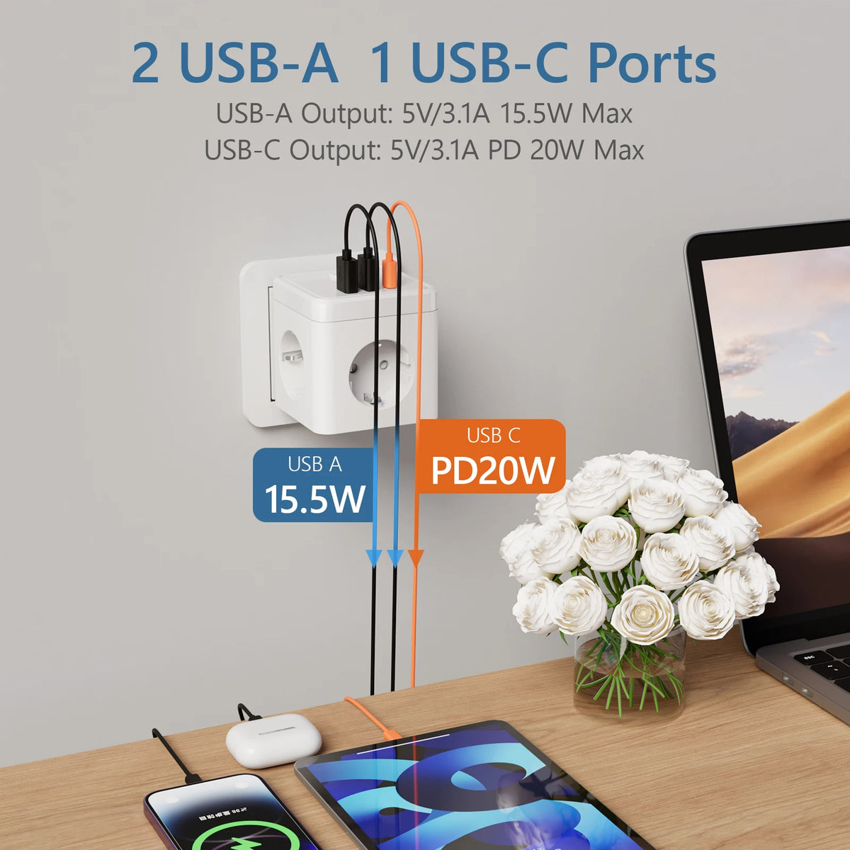 Wall Socket Extender – USB Charging Cube Adapter for Travel and Office