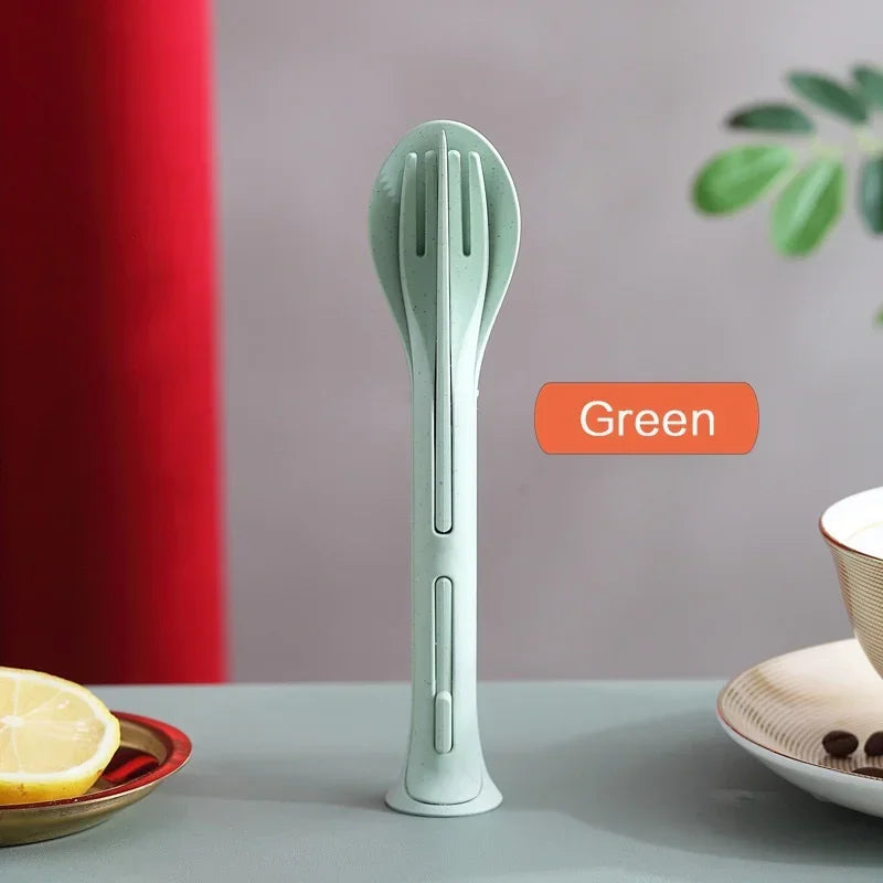 Portable Wheat Straw Cutlery Set – Eco-Friendly Tableware for Camping Travel