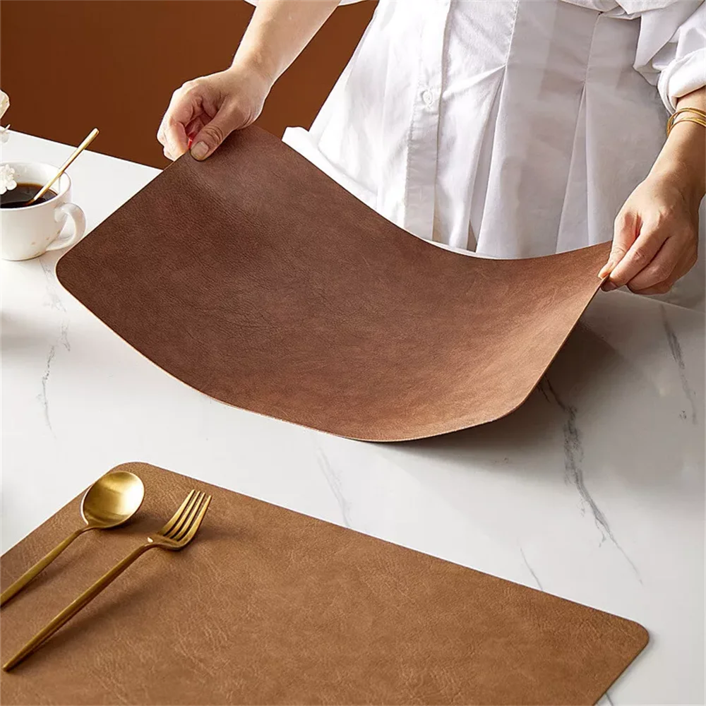 Faux Leather Placemats – Heat Resistant Non-Slip Table Mats for Dining Room