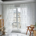 Floral Ruffled Tulle Curtain – Sheer Jacquard Lace Drapes for Living Room