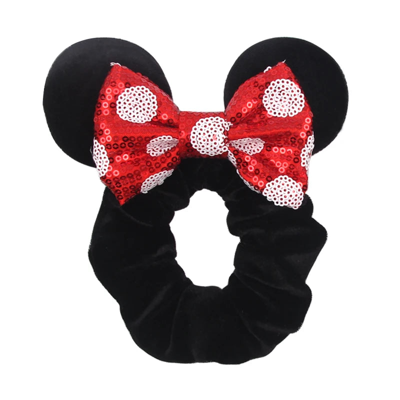 Velvet Sequin Mouse Ear Scrunchies – Elastic Hair Accessories for Kids Party