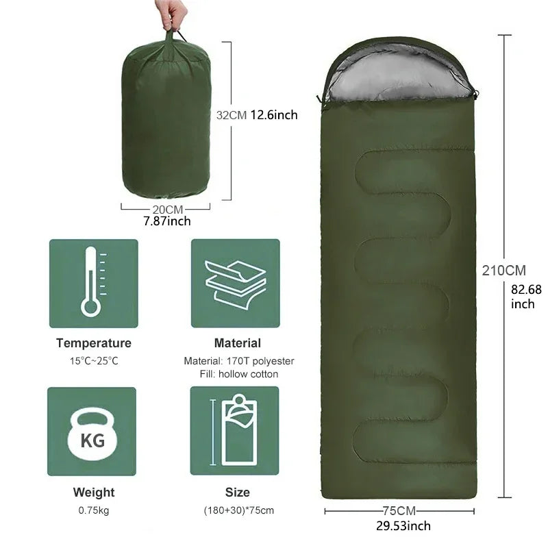 Ultralight Waterproof Sleeping Bag – 4 Season Envelope for Outdoor Hiking