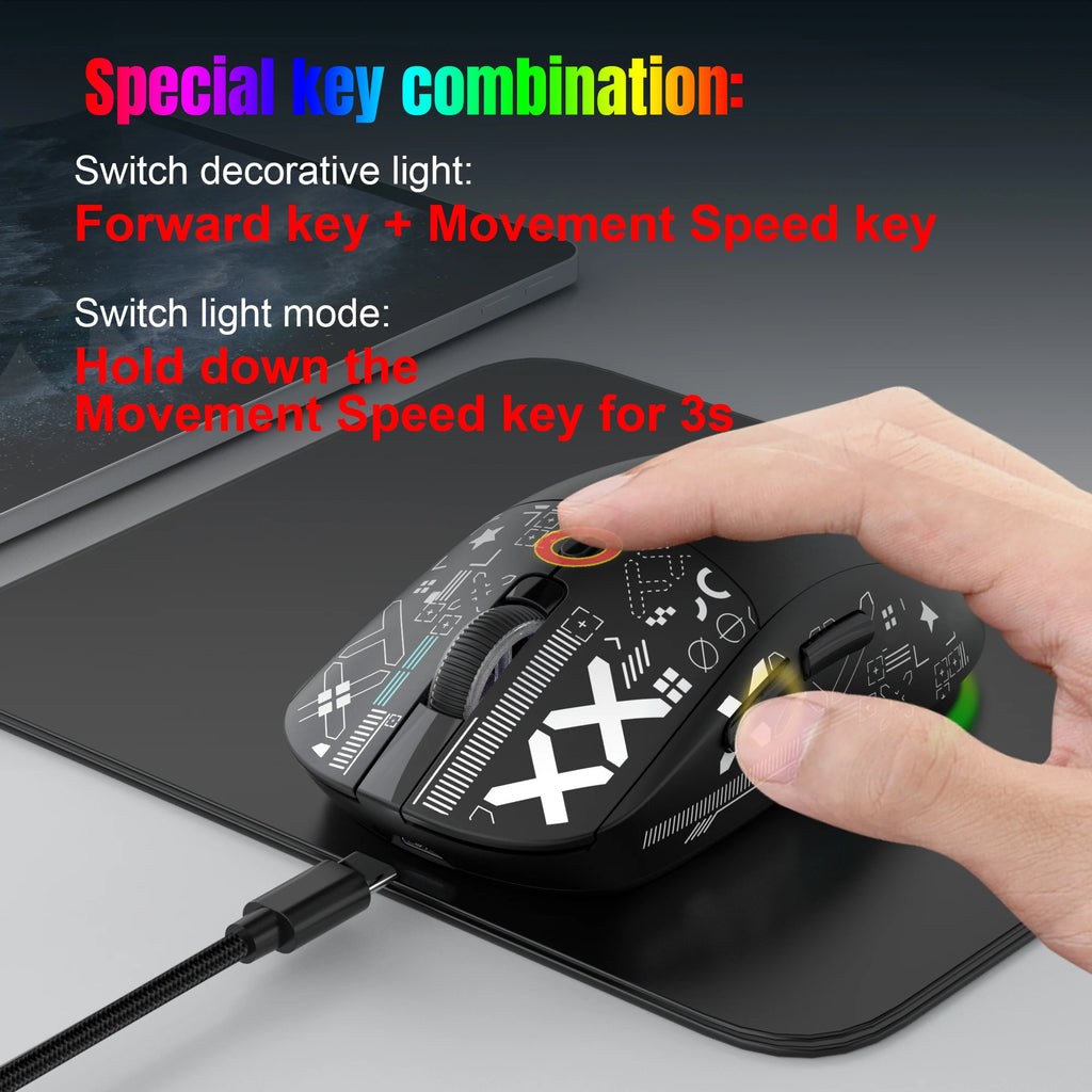 Wireless Gaming Mouse – Rechargeable RGB Ergonomic Silent Optical Mouse for Laptop