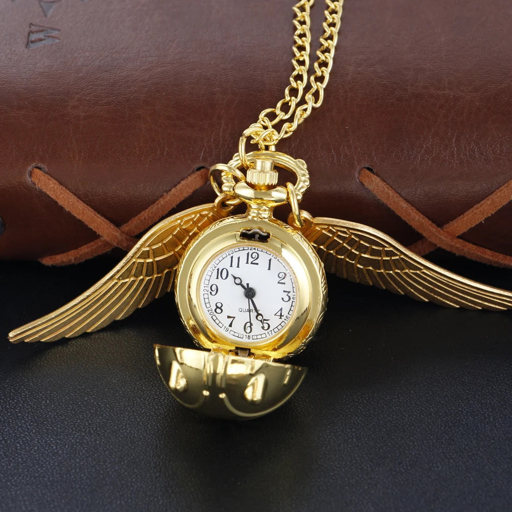 Vintage Gold Fairy Ball Quartz Pocket Watch – Pendant Necklace Gift