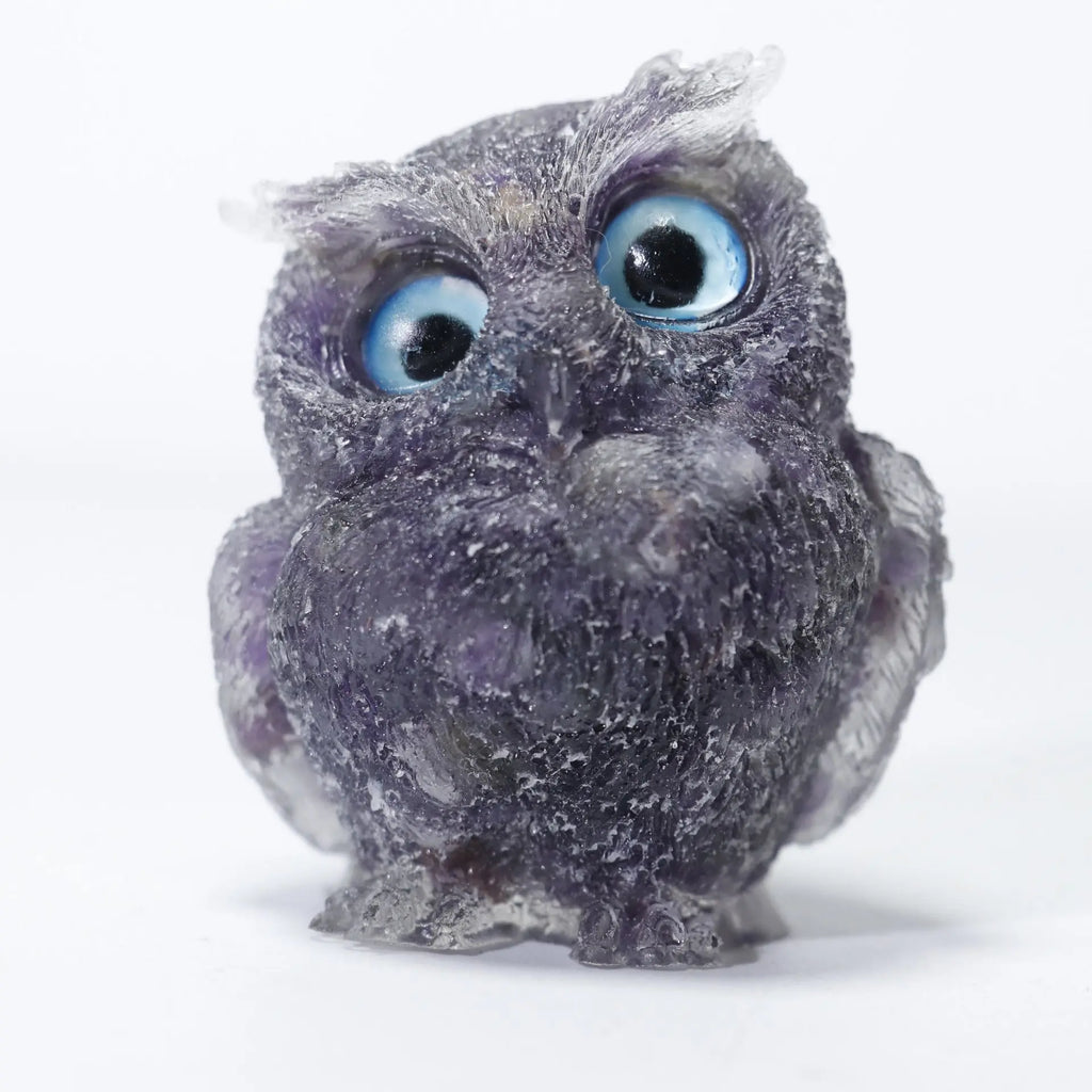 Crystal Owl Ornament – Natural Gemstone Figurine for Home Decor and Aquarium