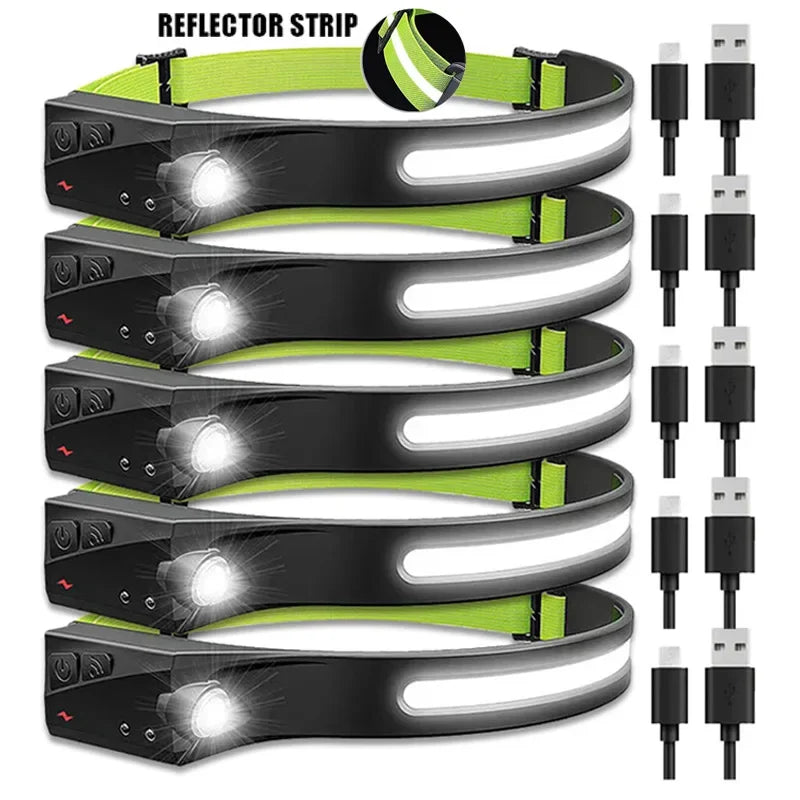 Rechargeable LED Sensor Headlamp – Motion Activated Light for Camping