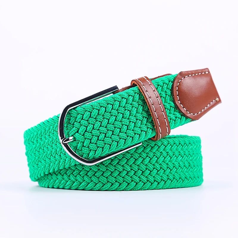 Woven Elastic Canvas Belt – Stretch Braided Buckle Strap for Casual Jeans