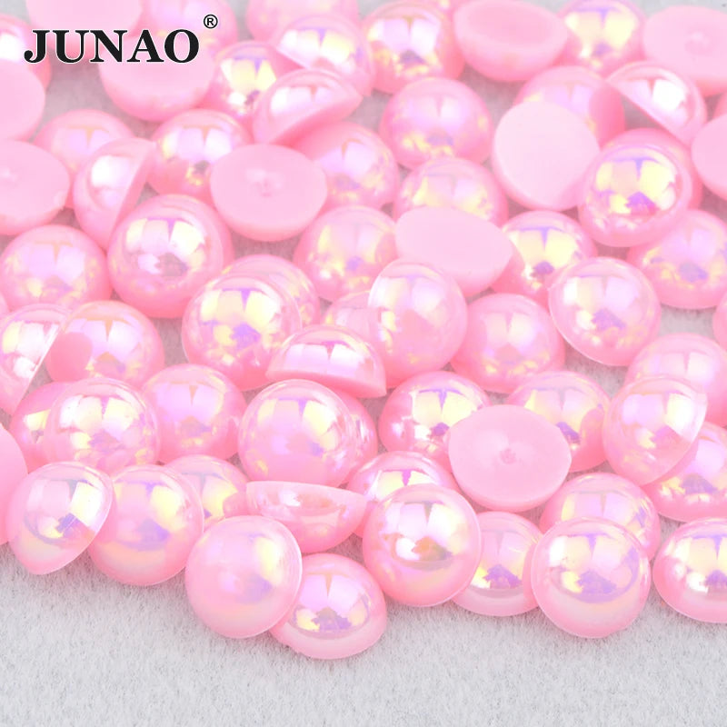 White AB Flatback Pearls – Assorted Size Beads for DIY Crafts and Jewelry