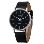 Minimalist Silver Quartz Watch – Elegant Leather Business Accessory for Women
