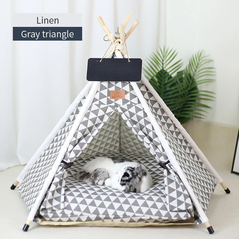 Portable Pet Teepee – Washable Indoor House for Cats and Small Dogs