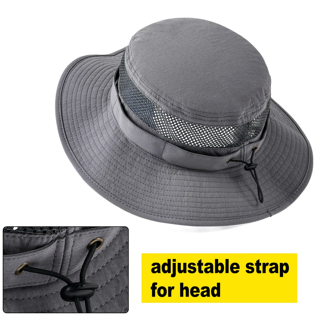 Wide Brim Cooling Sun Hat – Foldable Boonie Cap for Hiking Fishing Safari