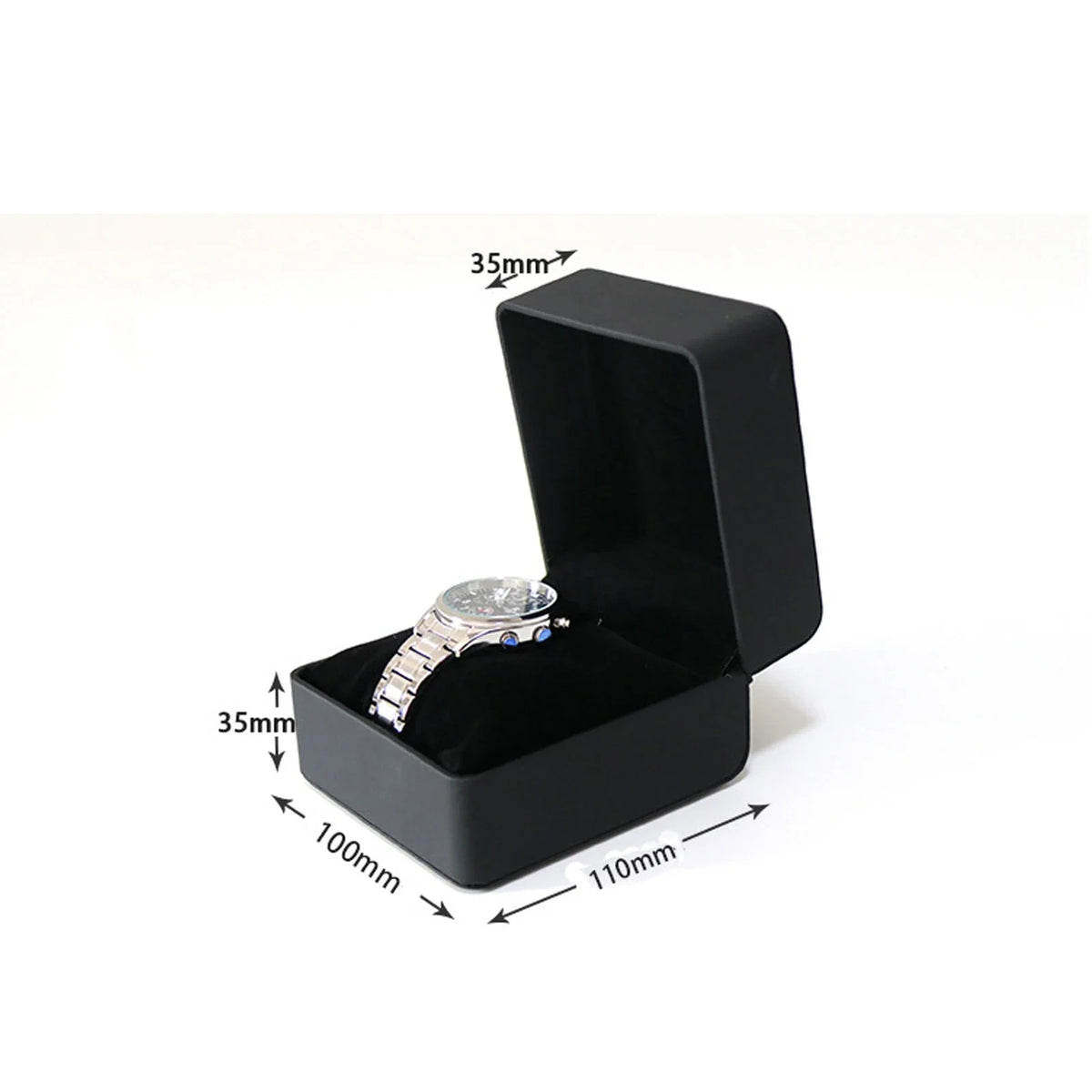 Black PU Leather Watch Box – Single Display Case with Pillow for Men