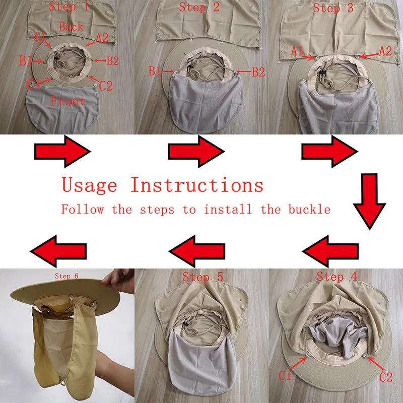 Adjustable Sun Protection Fishing Hat – Breathable Foldable Cap for Outdoor Hiking