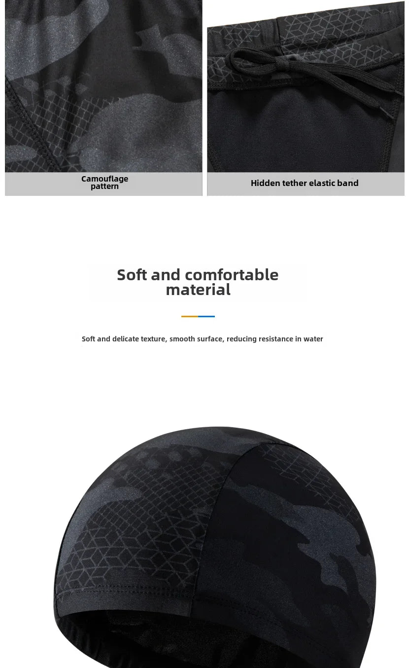 Camouflage Swim Trunks – Breathable Loose-fit Boardshorts for Men