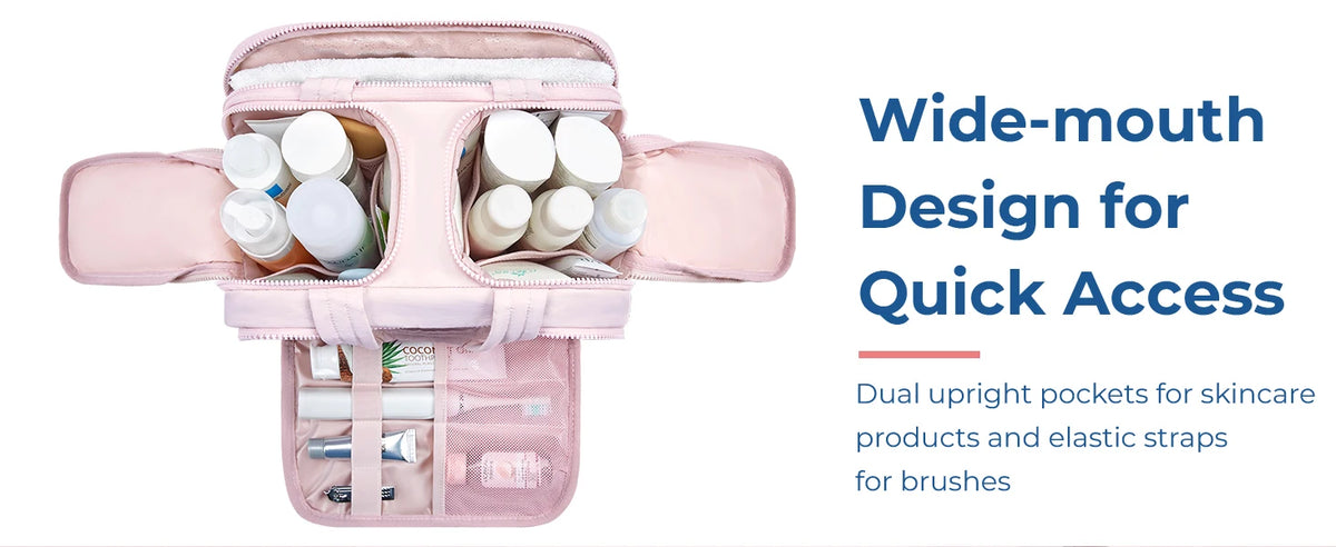 Large Capacity Cosmetic Bag – Wide-Open Makeup Organizer for Travel