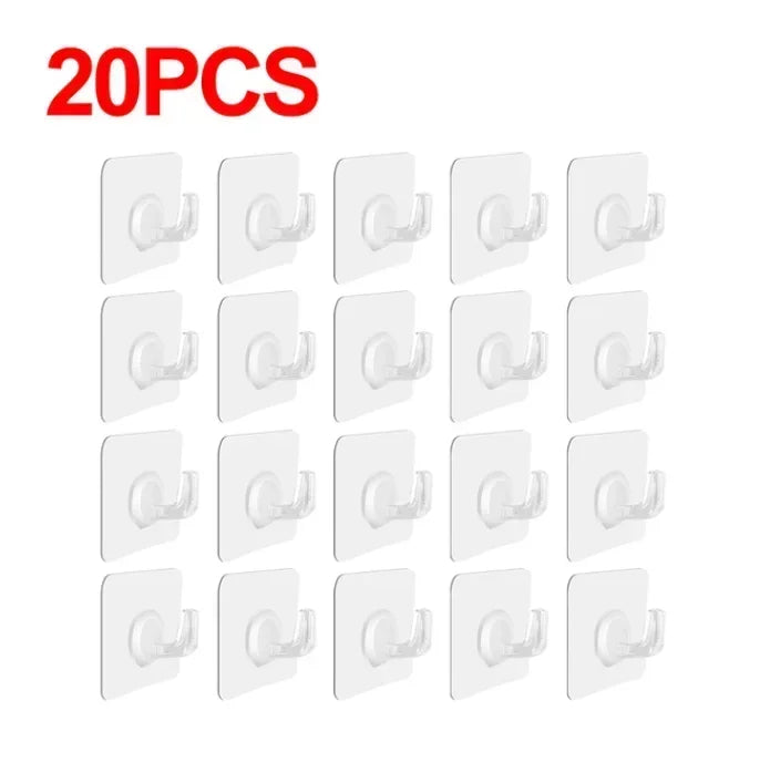 Self-Adhesive Wall Hooks – Transparent Heavy Duty Rack for Kitchen and Bathroom