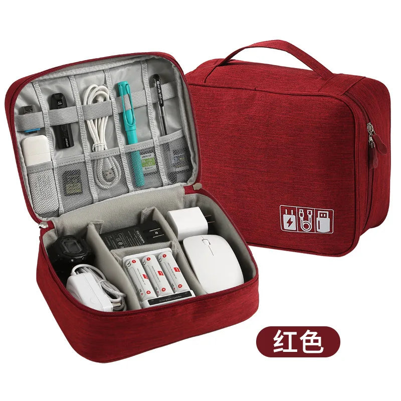 Waterproof Travel Cable Organizer – Double Layer Case for Electronics