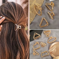 Gold Metal Heart Hair Claw Clips – Non Slip Geometric Barrettes for Daily Wear