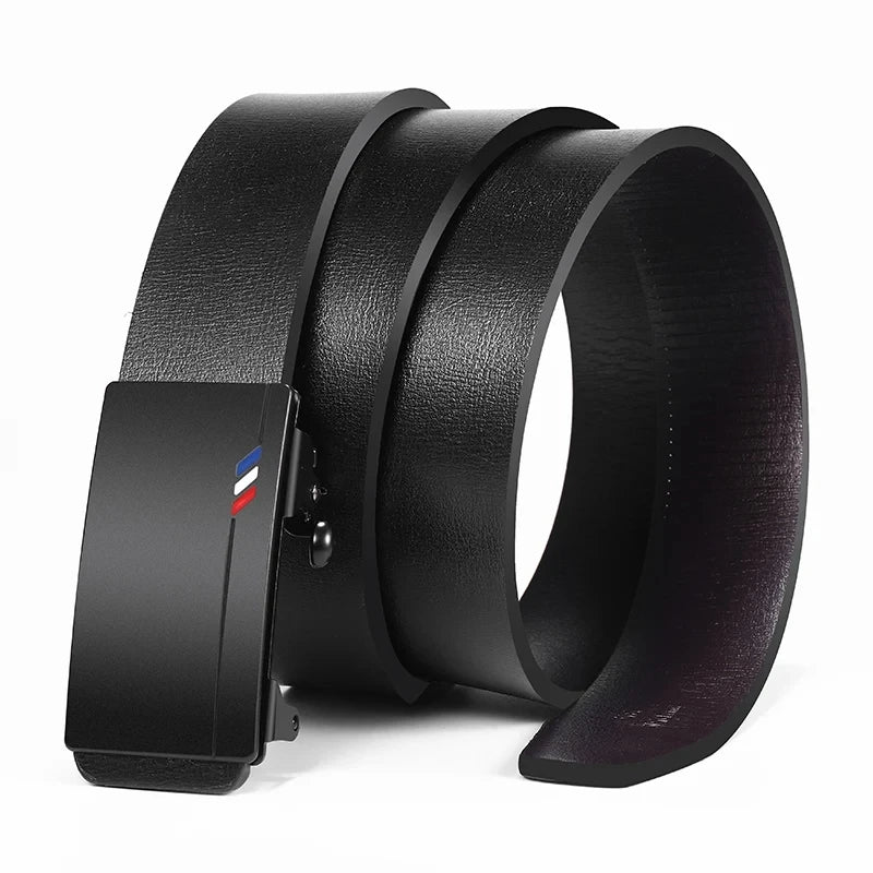 Genuine Leather Automatic Belt – Luxury Metal Buckle Strap for Men
