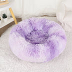 Plush Donut Dog Bed – Large Round Fluffy Kennel for Winter Pet Comfort