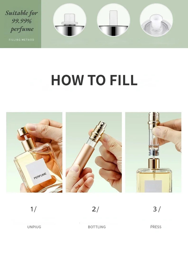 Refillable Aluminum Perfume Atomizer – Portable Spray Bottle for Travel
