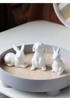 Ceramic Rabbit Figurine – White Porcelain Bunny Decor for Home Office