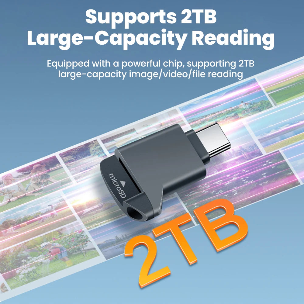 USB-C TF Card Reader – Compact External Storage for Smartphones